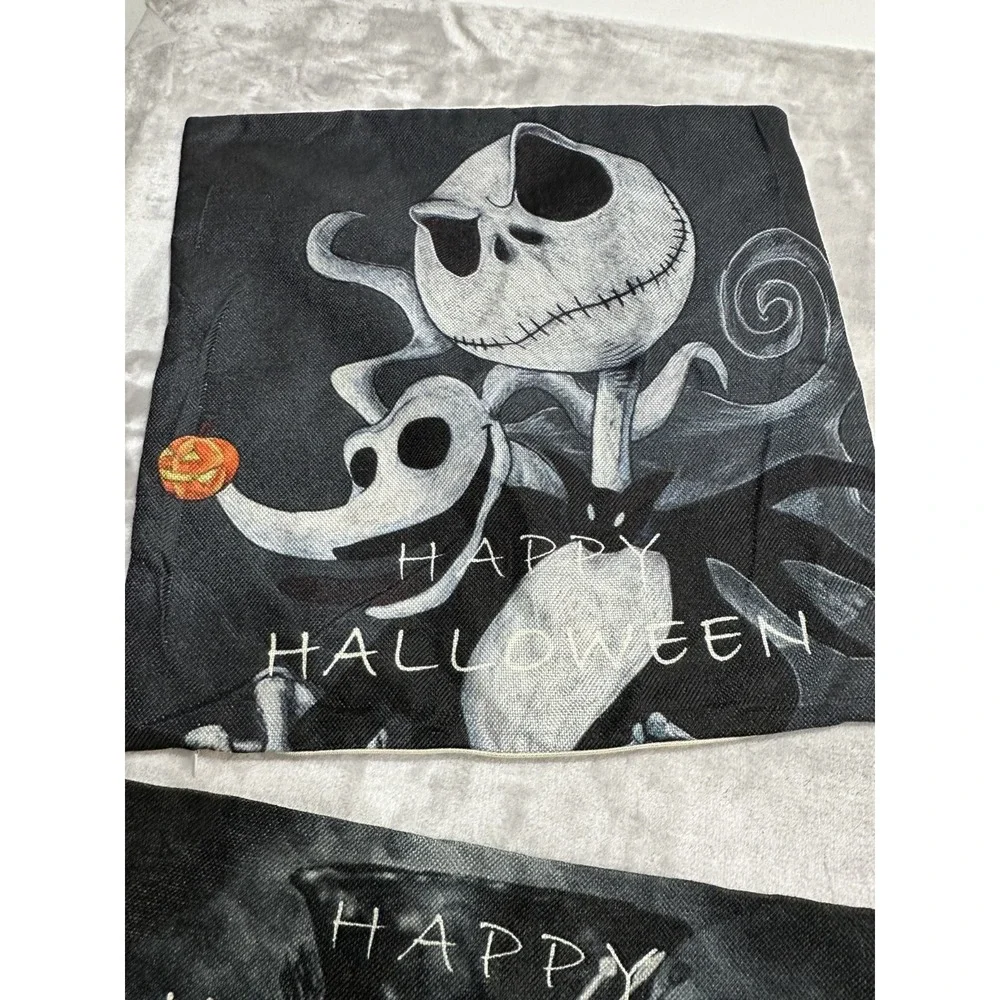Four Jack Skellington Halloween Fall Throw Pillow Covers Holiday Home Decor NWOT